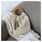 MAC132 Fashionable Straw Simple Beach Tassel Bucket Bag - SJB-DIAMOND ELITES