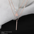 MAC133  Square Shiny Diamond Round Double Necklace - SJB-DIAMOND ELITES