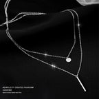 MAC133  Square Shiny Diamond Round Double Necklace - SJB-DIAMOND ELITES