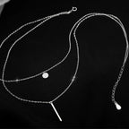 MAC133  Square Shiny Diamond Round Double Necklace - SJB-DIAMOND ELITES