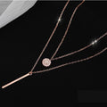 MAC133  Square Shiny Diamond Round Double Necklace - SJB-DIAMOND ELITES