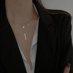 MAC133  Square Shiny Diamond Round Double Necklace - SJB-DIAMOND ELITES