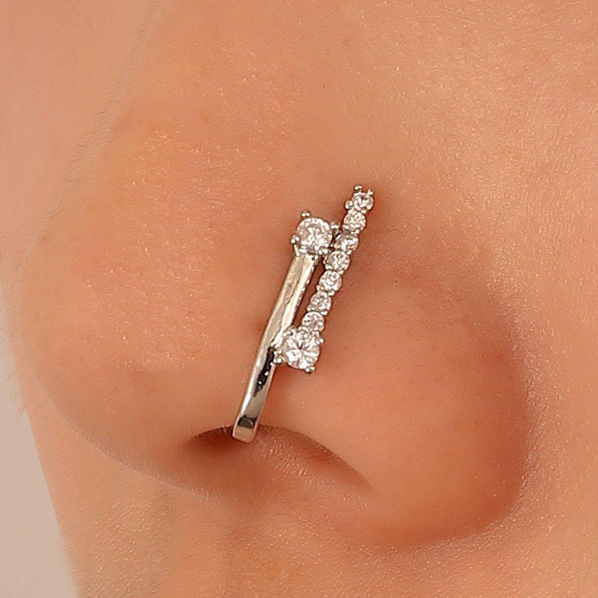 MAC134  Non-Puncture T-Shape Micropaved Zirconia Nose Ring - SJB-DIAMOND ELITES