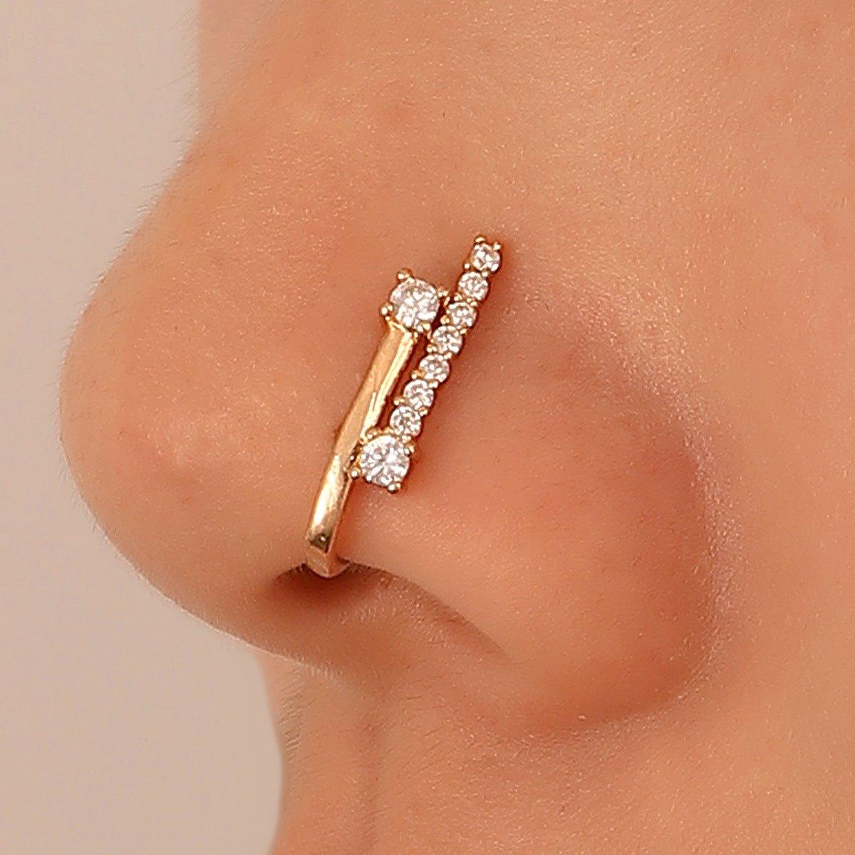 MAC134  Non-Puncture T-Shape Micropaved Zirconia Nose Ring - SJB-DIAMOND ELITES