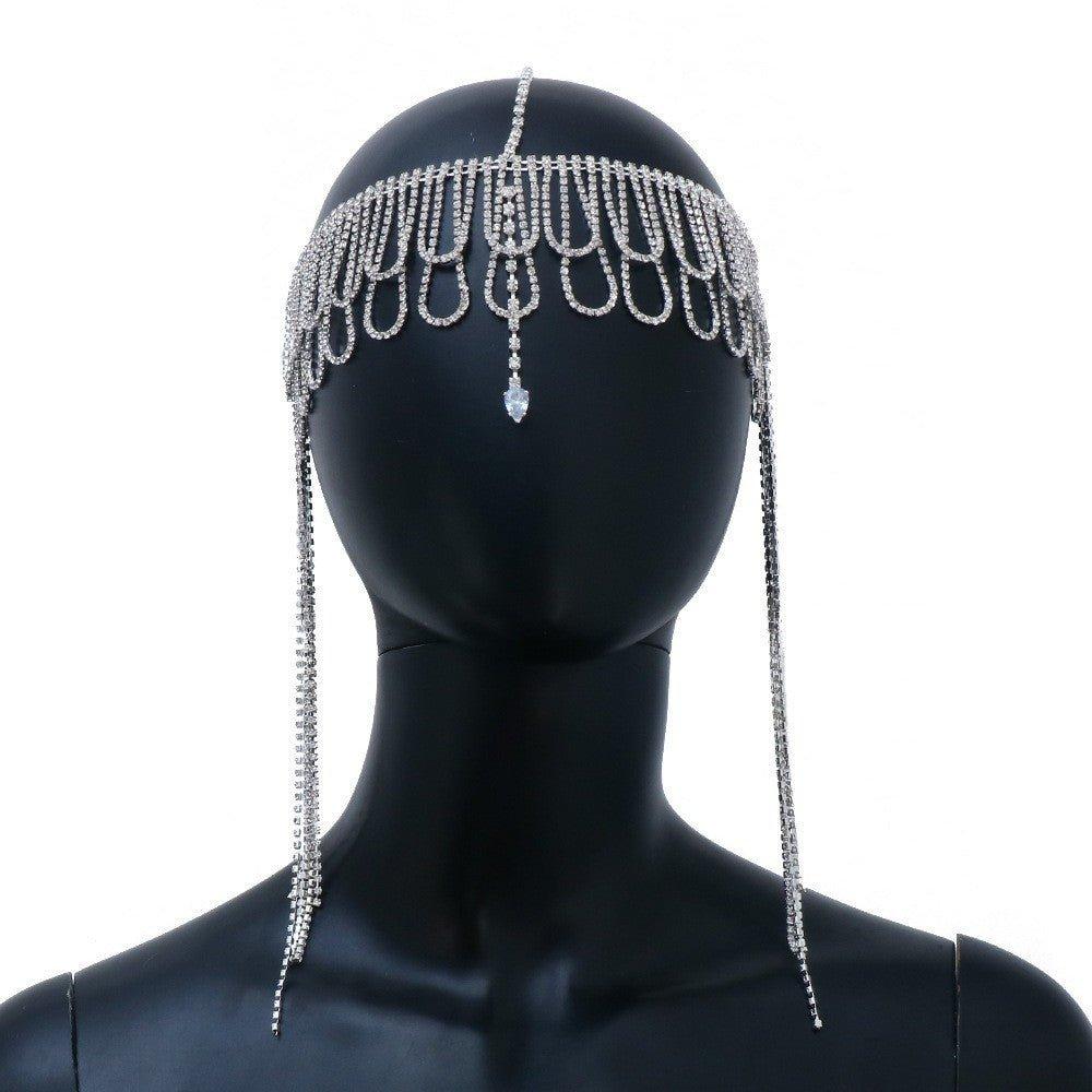 MAC155 Fashionable Rhinestone Ttassel Headwear Multi-layered Zircon Hair Chain - SJB-DIAMOND ELITES