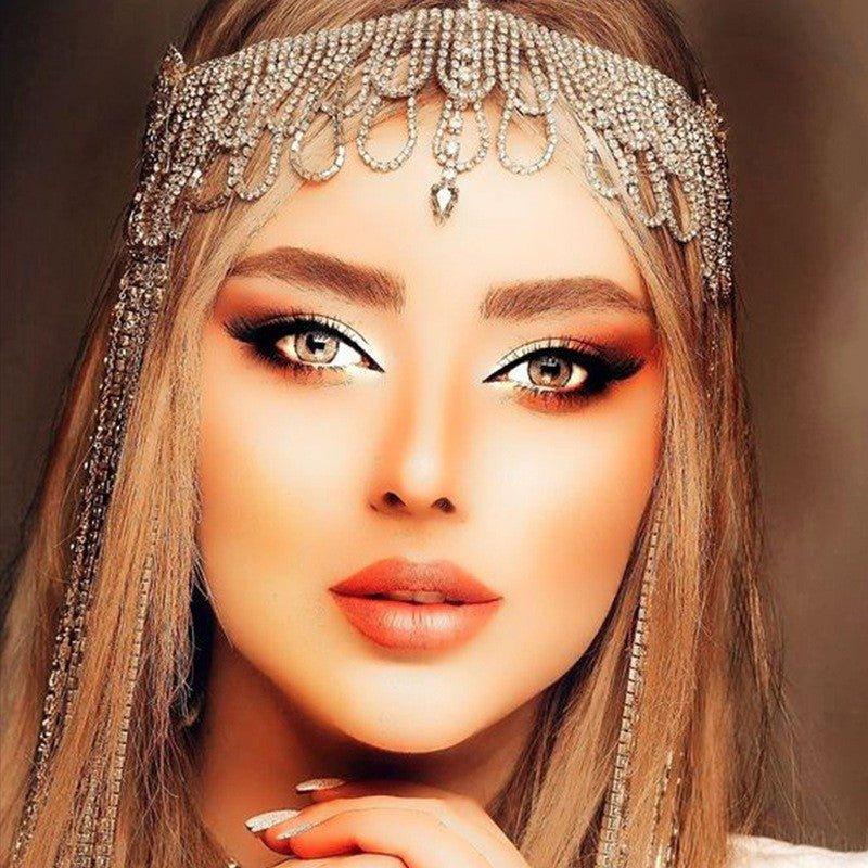 MAC155 Fashionable Rhinestone Ttassel Headwear Multi-layered Zircon Hair Chain - SJB-DIAMOND ELITES