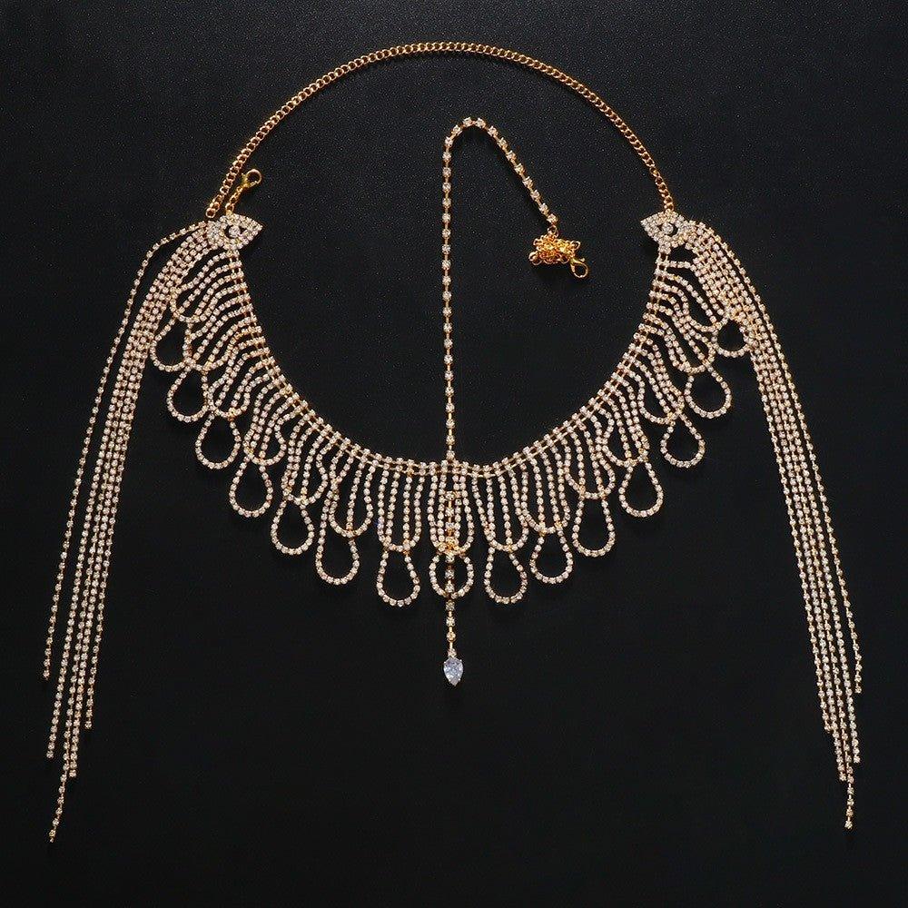 MAC155 Fashionable Rhinestone Ttassel Headwear Multi-layered Zircon Hair Chain - SJB-DIAMOND ELITES