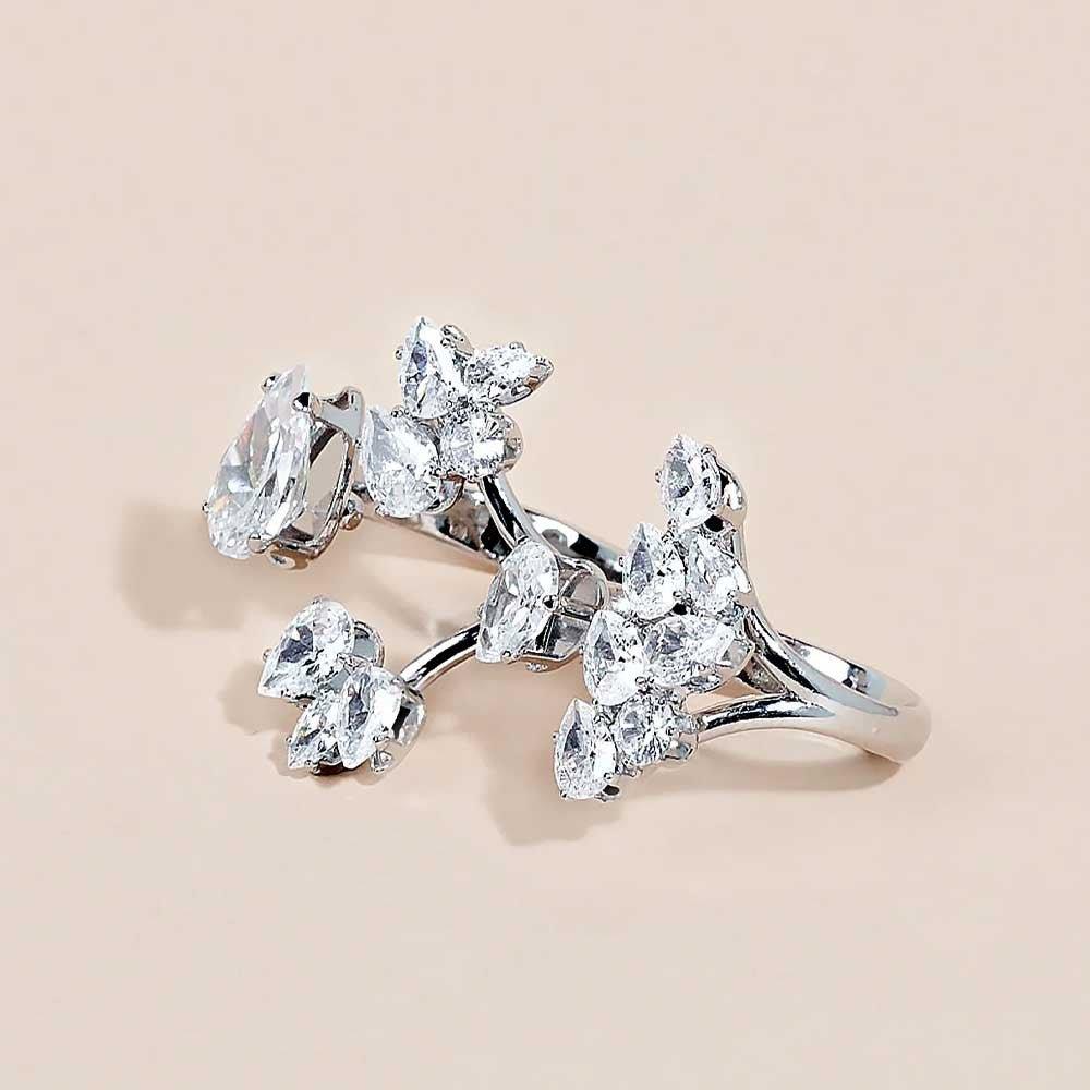 MAC157 Premium Zircon Stacked Flower Ring - SJB-DIAMOND ELITES