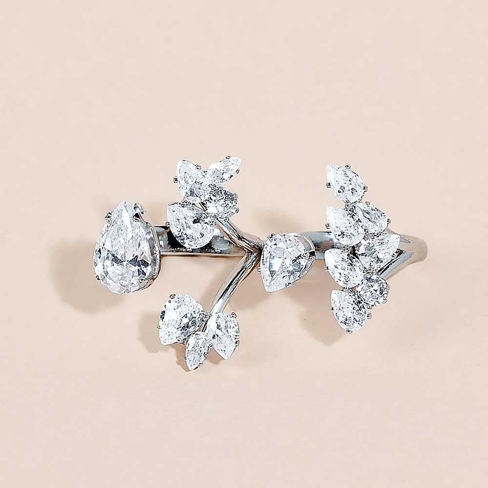 MAC157 Premium Zircon Stacked Flower Ring - SJB-DIAMOND ELITES