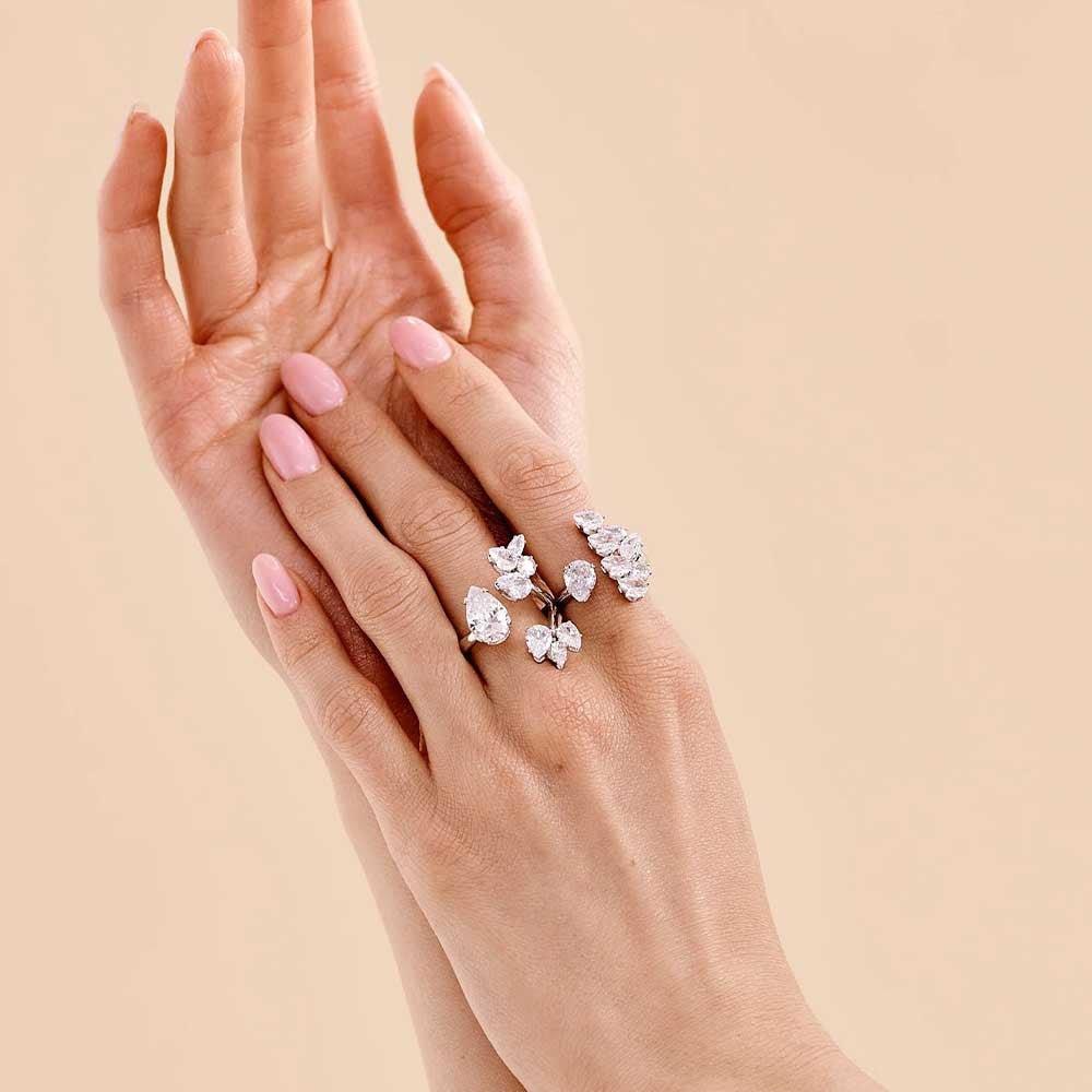 MAC157 Premium Zircon Stacked Flower Ring - SJB-DIAMOND ELITES