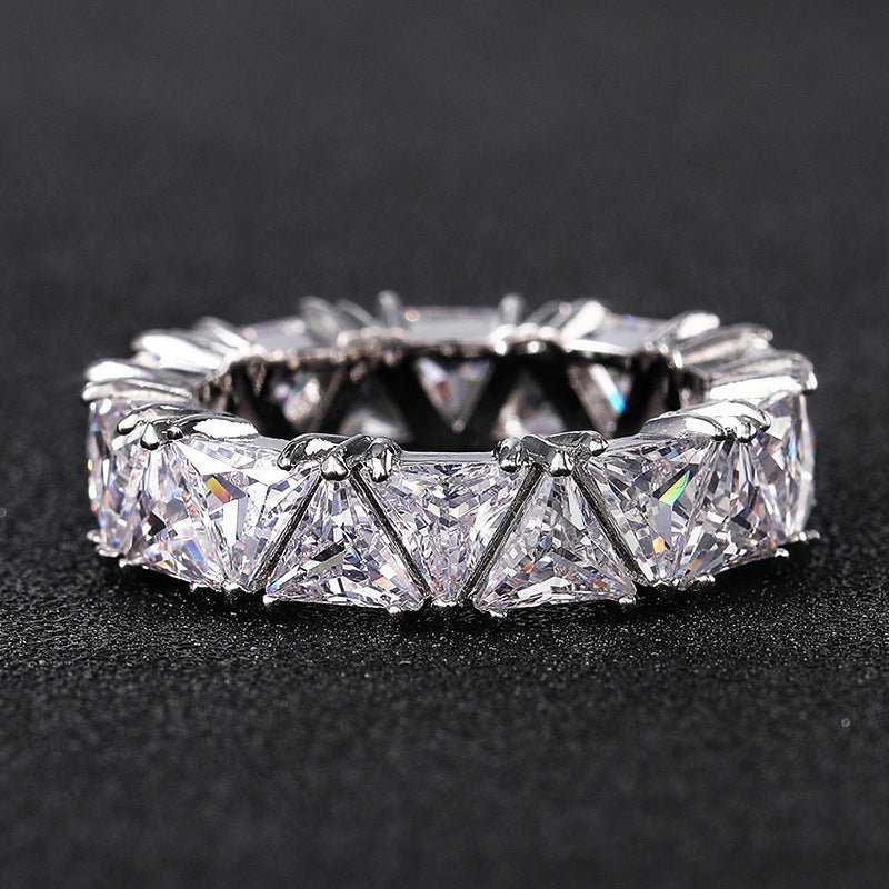 MAC161 Full-Circle Single-Row Triangular Zircon Ring - SJB-DIAMOND ELITES