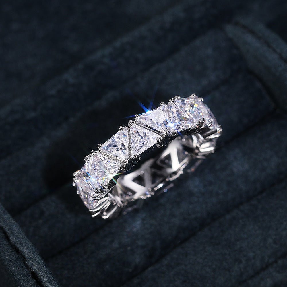 MAC161 Full-Circle Single-Row Triangular Zircon Ring - SJB-DIAMOND ELITES