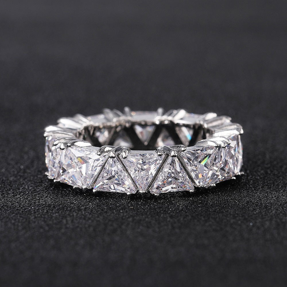 MAC161 Full-Circle Single-Row Triangular Zircon Ring - SJB-DIAMOND ELITES