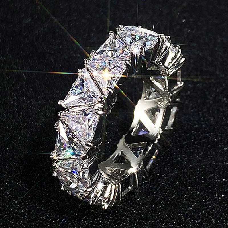 MAC161 Full-Circle Single-Row Triangular Zircon Ring - SJB-DIAMOND ELITES