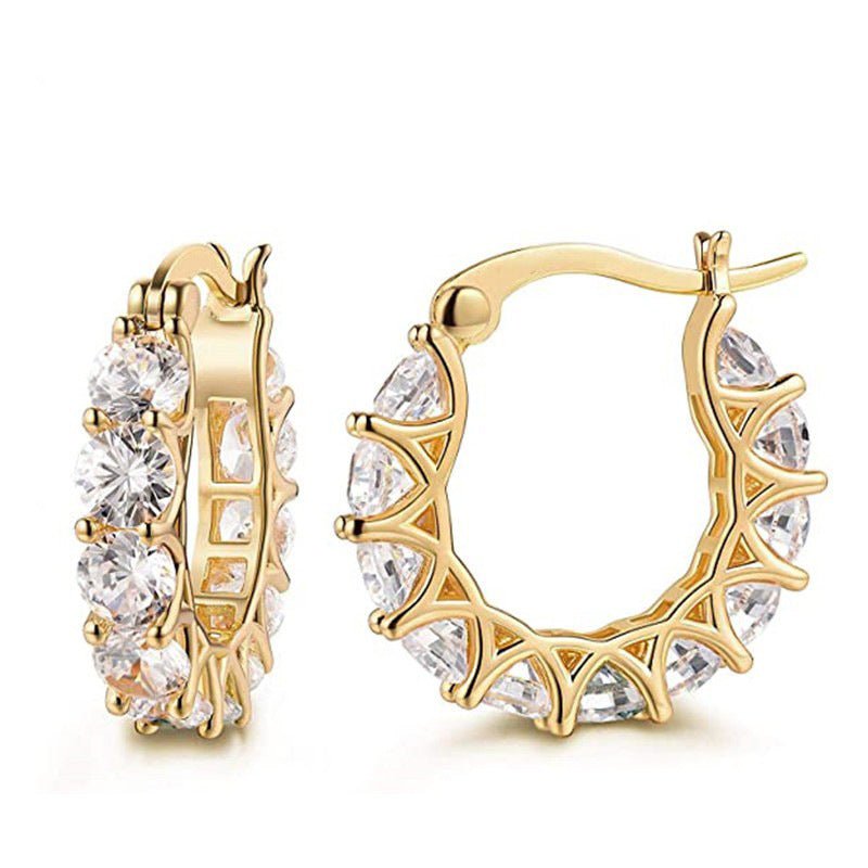 MAC163 Fully embellished zircon flower-shaped U-shaped earrings - SJB-DIAMOND ELITES