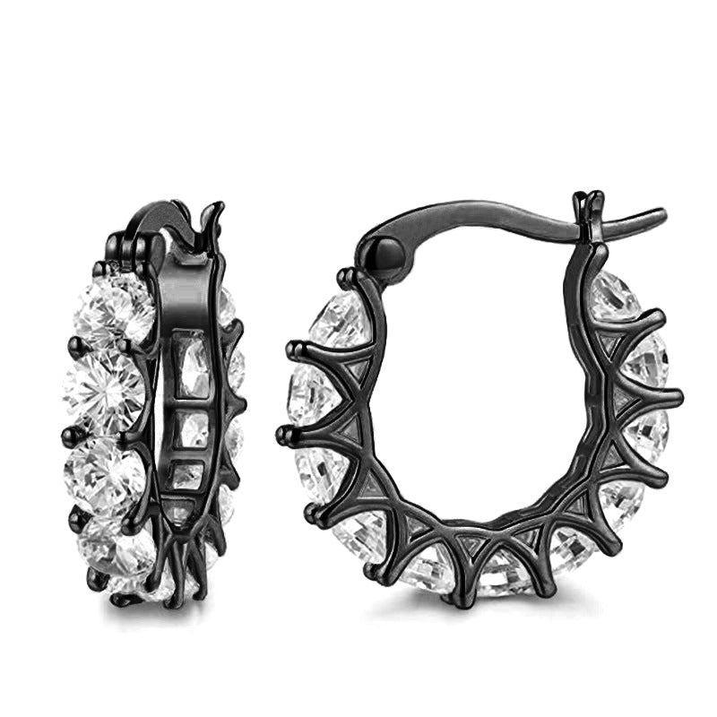 MAC163 Fully embellished zircon flower-shaped U-shaped earrings - SJB-DIAMOND ELITES