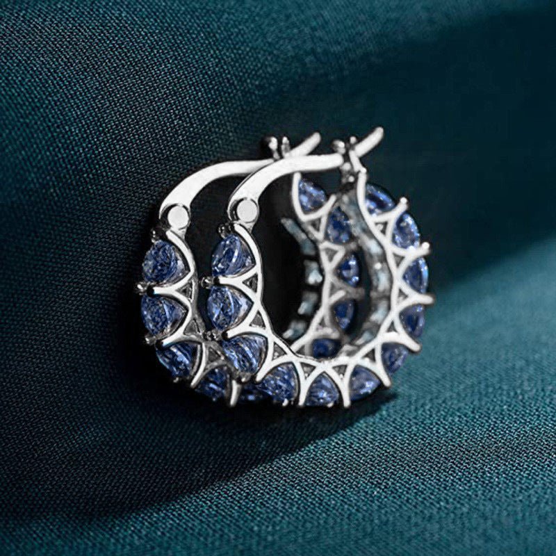 MAC163 Fully embellished zircon flower-shaped U-shaped earrings - SJB-DIAMOND ELITES