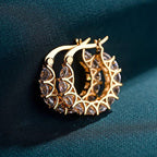 MAC163 Fully embellished zircon flower-shaped U-shaped earrings - SJB-DIAMOND ELITES