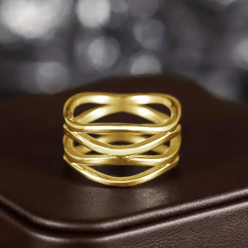 MAC166 Simple Geometric Lines Hollow Ring - SJB-DIAMOND ELITES