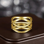 MAC166 Simple Geometric Lines Hollow Ring - SJB-DIAMOND ELITES