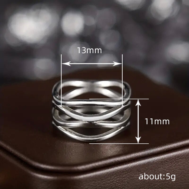 MAC166 Simple Geometric Lines Hollow Ring - SJB-DIAMOND ELITES