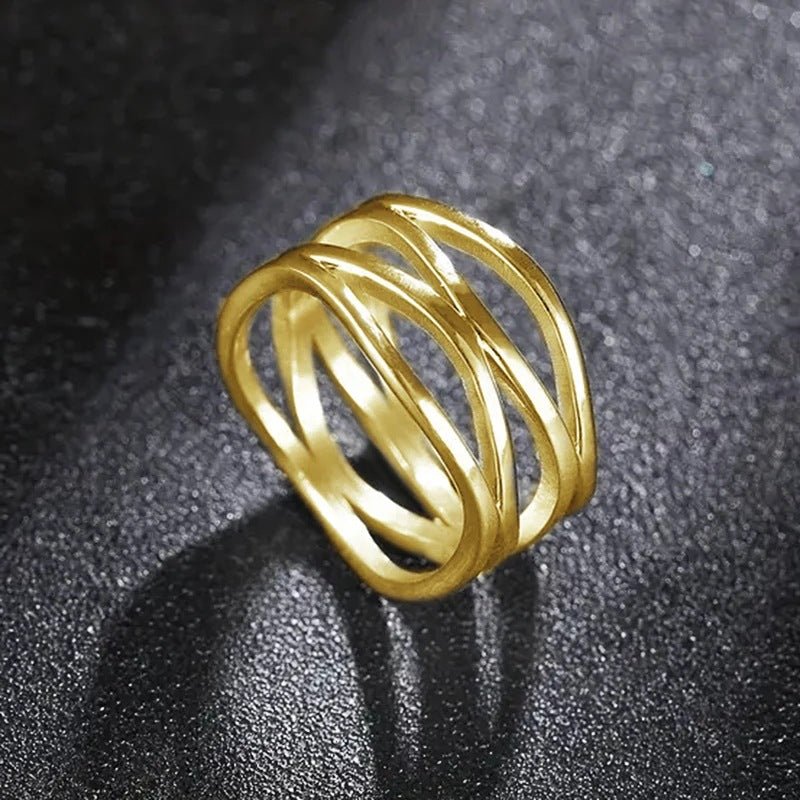 MAC166 Simple Geometric Lines Hollow Ring - SJB-DIAMOND ELITES