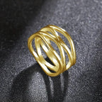 MAC166 Simple Geometric Lines Hollow Ring - SJB-DIAMOND ELITES