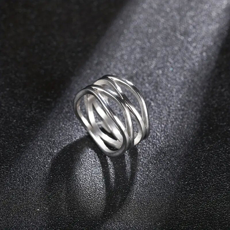 MAC166 Simple Geometric Lines Hollow Ring - SJB-DIAMOND ELITES