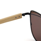 MAC169 Fashionable Cat-eye Metal Frame BamboTemple Sunglasses - SJB-DIAMOND ELITES