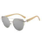 MAC169 Fashionable Cat-eye Metal Frame BamboTemple Sunglasses - SJB-DIAMOND ELITES