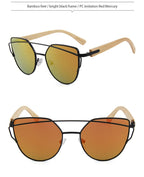MAC169 Fashionable Cat-eye Metal Frame BamboTemple Sunglasses - SJB-DIAMOND ELITES