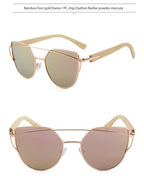 MAC169 Fashionable Cat-eye Metal Frame BamboTemple Sunglasses - SJB-DIAMOND ELITES