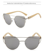 MAC169 Fashionable Cat-eye Metal Frame BamboTemple Sunglasses - SJB-DIAMOND ELITES