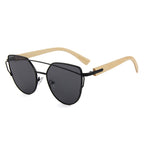 MAC169 Fashionable Cat-eye Metal Frame BamboTemple Sunglasses - SJB-DIAMOND ELITES