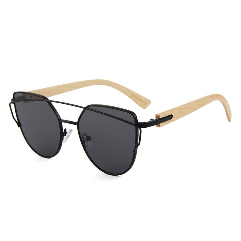 MAC169 Fashionable Cat-eye Metal Frame BamboTemple Sunglasses - SJB-DIAMOND ELITES