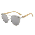 MAC169 Fashionable Cat-eye Metal Frame BamboTemple Sunglasses - SJB-DIAMOND ELITES