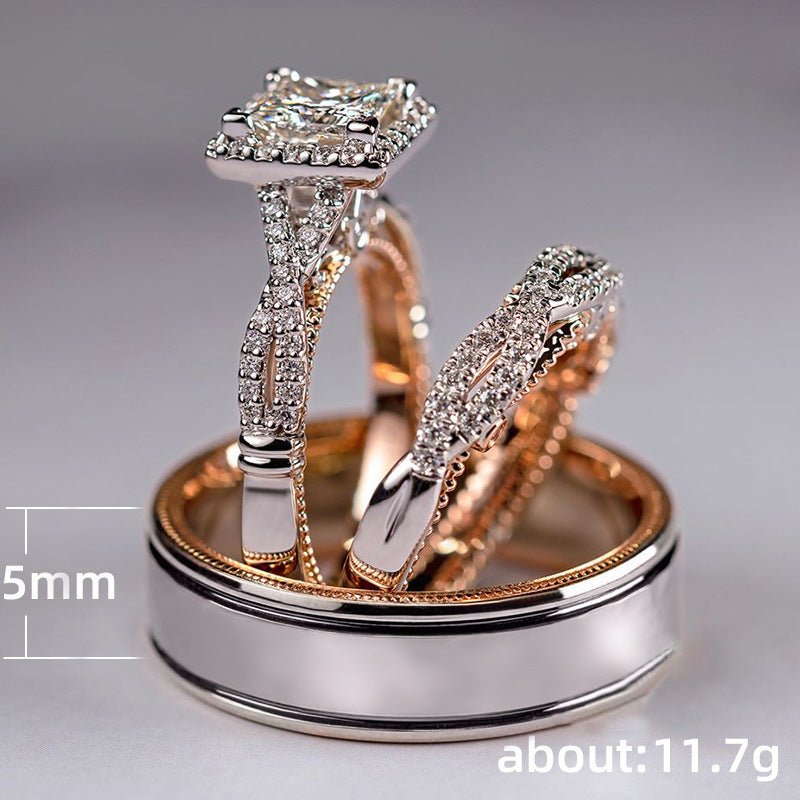 MAC175 Rose Gold Sparkling Zircon Luxury Engagement Ring - SJB-DIAMOND ELITES