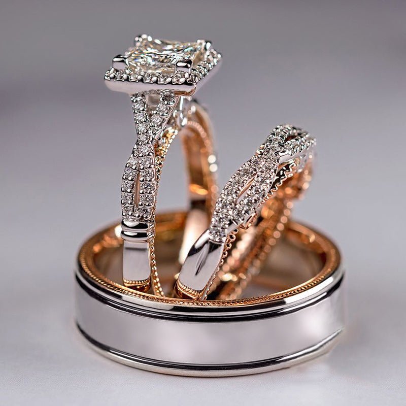MAC175 Rose Gold Sparkling Zircon Luxury Engagement Ring - SJB-DIAMOND ELITES