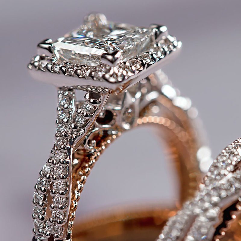 MAC175 Rose Gold Sparkling Zircon Luxury Engagement Ring - SJB-DIAMOND ELITES