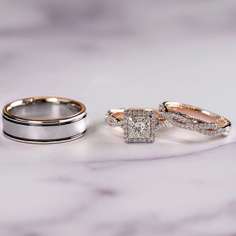 MAC175 Rose Gold Sparkling Zircon Luxury Engagement Ring - SJB-DIAMOND ELITES