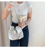 MAC180 High-End Pleated PU Leather All-Match Tote Bag