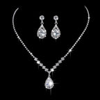 MAC181 Brilliant Full Diamond Zircon Drop Necklace And Earrings