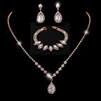 MAC181 Brilliant Full Diamond Zircon Drop Necklace And Earrings