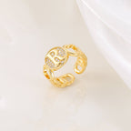 MAC186 Copper Set With Zircon 18K Real Gold Love Glossy Letter Ring