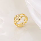 MAC186 Copper Set With Zircon 18K Real Gold Love Glossy Letter Ring