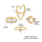Triangle Love Hollow Full Diamond Star Moon Rring(MAC206)