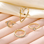 Triangle Love Hollow Full Diamond Star Moon Rring(MAC206)