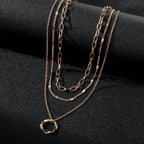Thick Chain Round Pendant Necklace(MAC207)