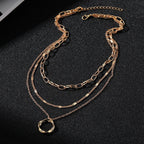 Thick Chain Round Pendant Necklace(MAC207)