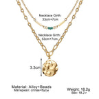 Vintage Double Layer Metal Disc Necklace(MAC211)